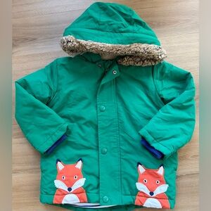 Mini Boden Cute Fox Water Resistant Jacket, Size 2-3y